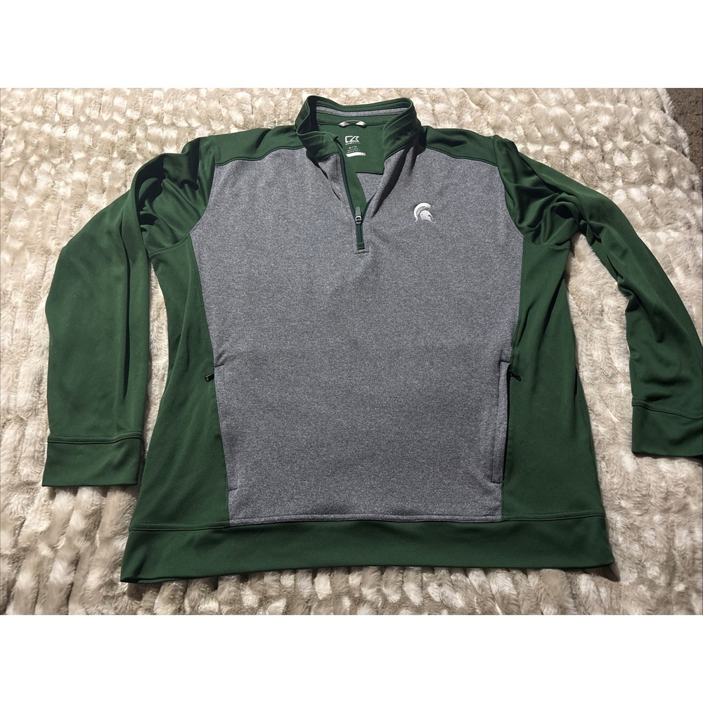 Cutter & Buck Michigan State MSU Spartans Pullover Men XL 1/4 Zip DryTec 50 UPF+